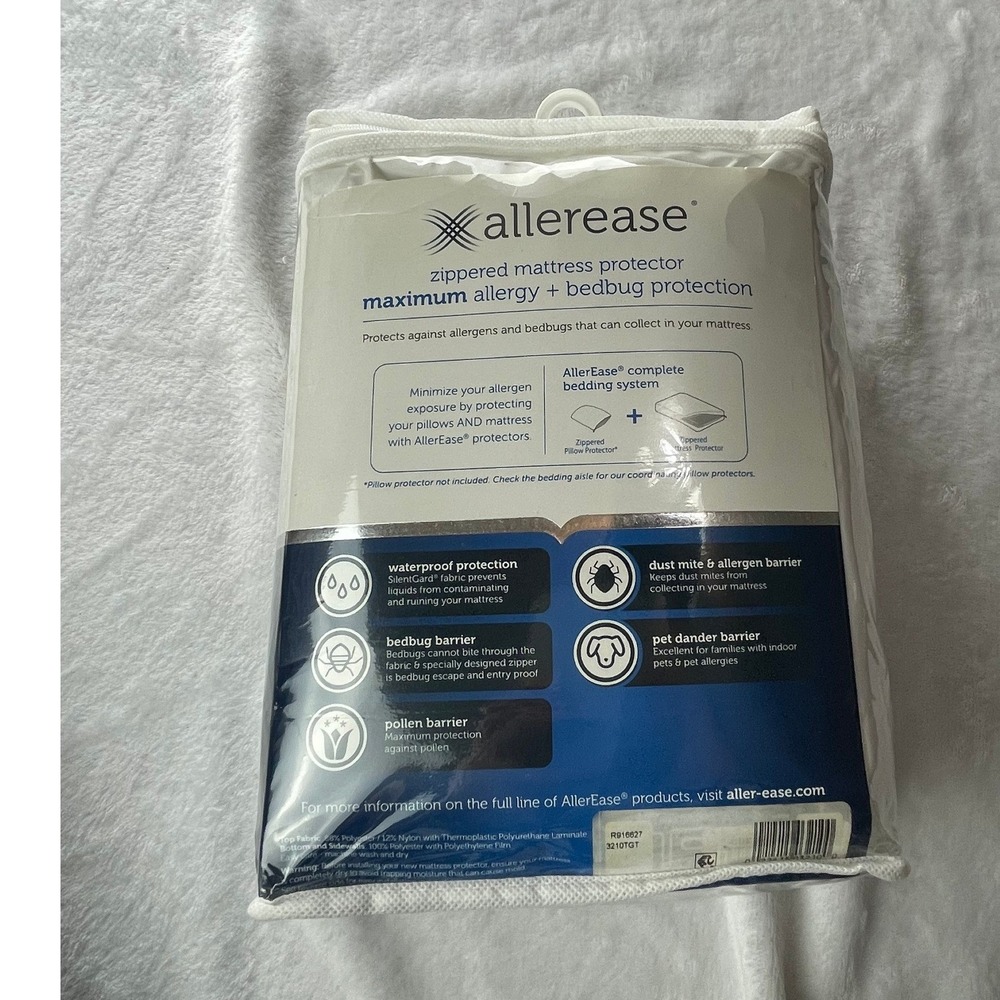 Allerease Twin Zippered Mattress Protector Max Allergy Bedbug Waterproof White - Picture 4 of 4